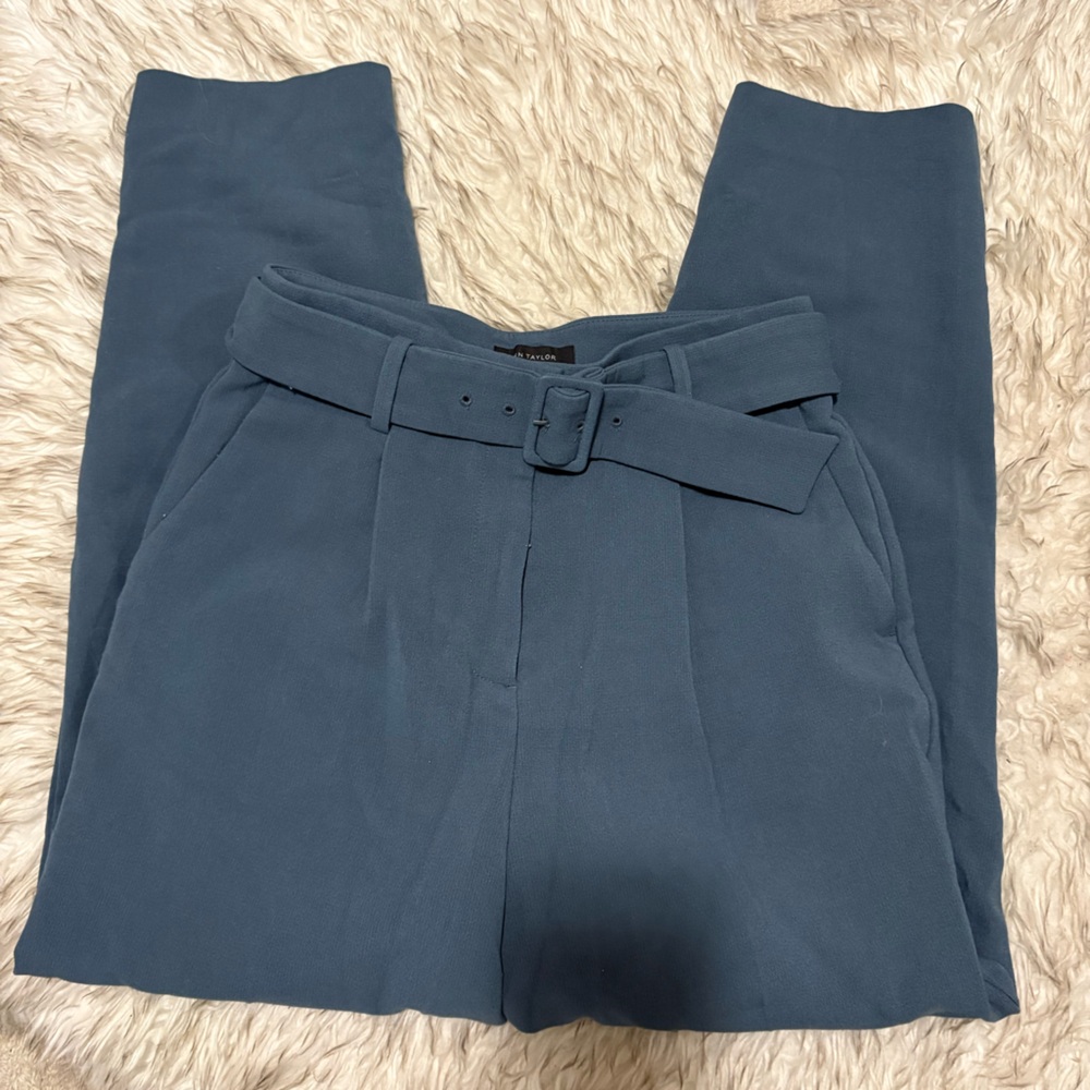 Ann Taylor Tailored High-Rise Trousers in Slate Blue